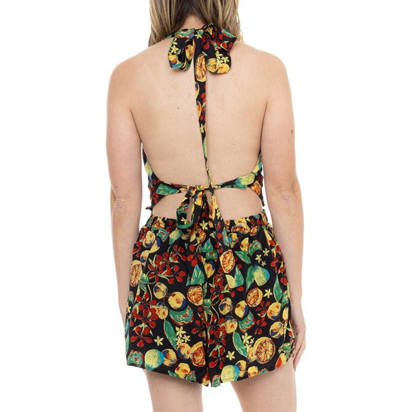 Free People | Coral Tides Romper - Sleeveless Black Combo Medium - Picture 4 of 4